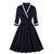 Vintage Plus Size Navy V-Hals Kjole