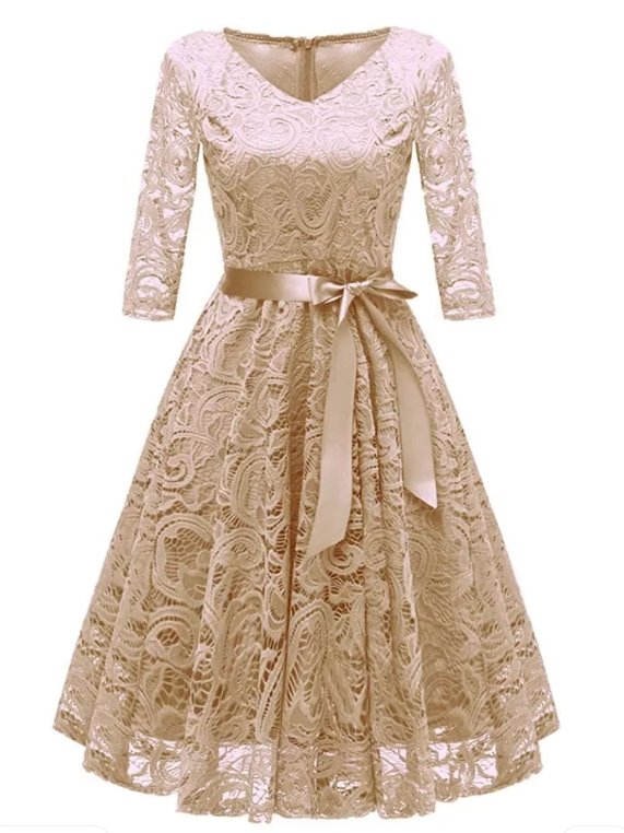 Vintage Plus Size Gul Blondekjole