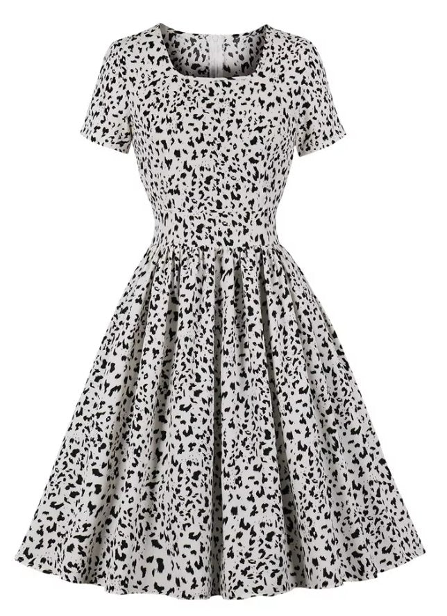 Vintage Plus Size Høy Midje Kjole Hvit