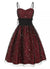 Vintage Plus Size Høy Midje Kjole Burgundy