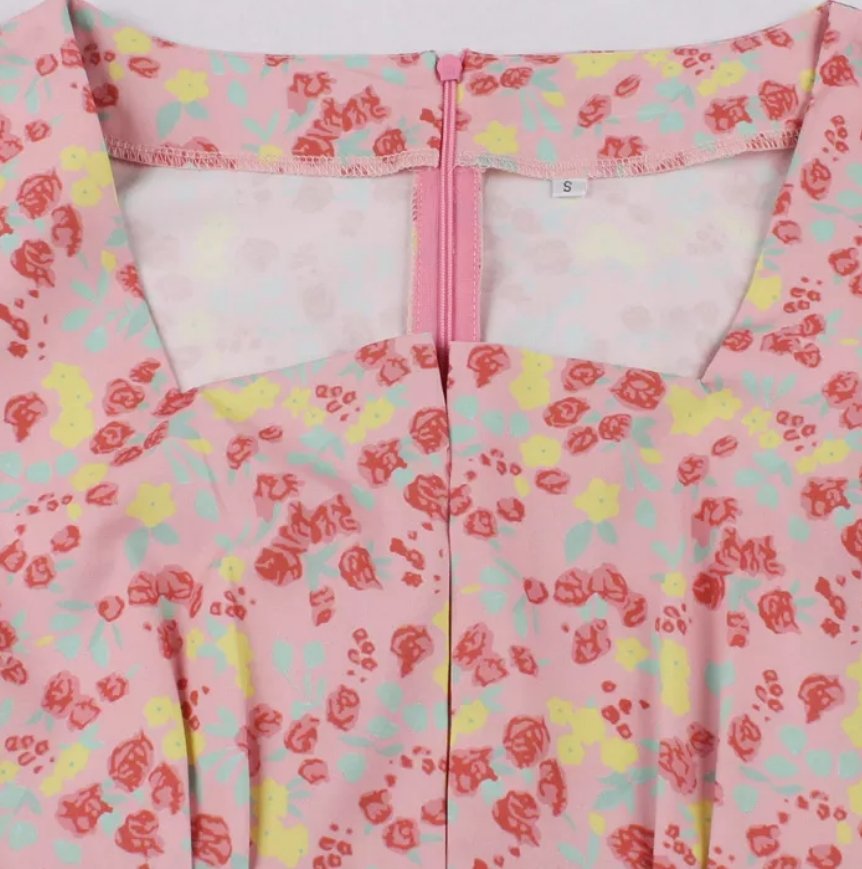 Vintage Plus Size Høy Midje Kjole Rosa