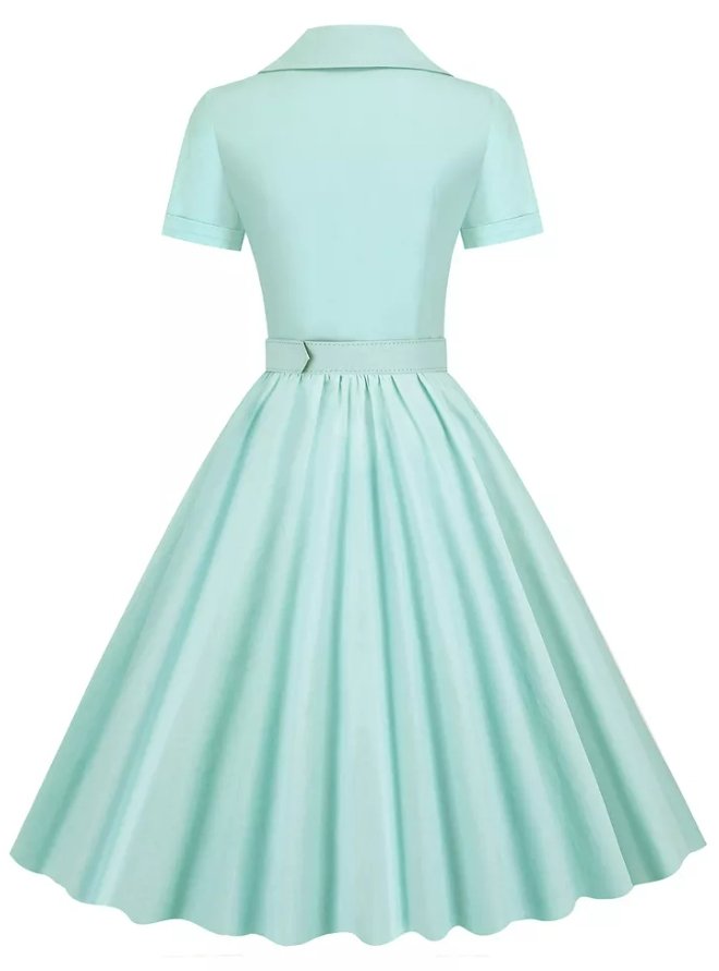 Vintage Plus Size Høy Midje Turkis Kjole