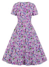 Vintage Plus Size Høy Midje Kjole Lilla