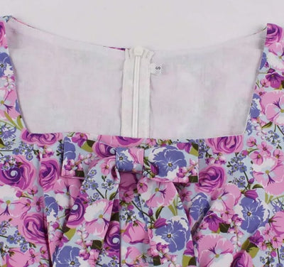 Vintage Plus Size Høy Midje Kjole Lilla