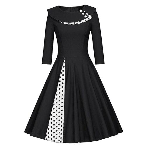 Vintage Plus Size Vintersvart Kjole