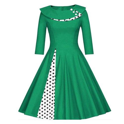 Vintage Plus Size Vintergrønn Kjole