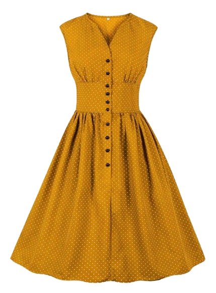 Gul Plus Size Vintage Kjole