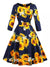 Vintage Plus Size Langermet Blå Kjole