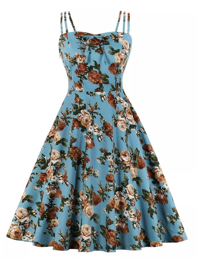 Vintage Stor Størrelse Natur Sommerkjole