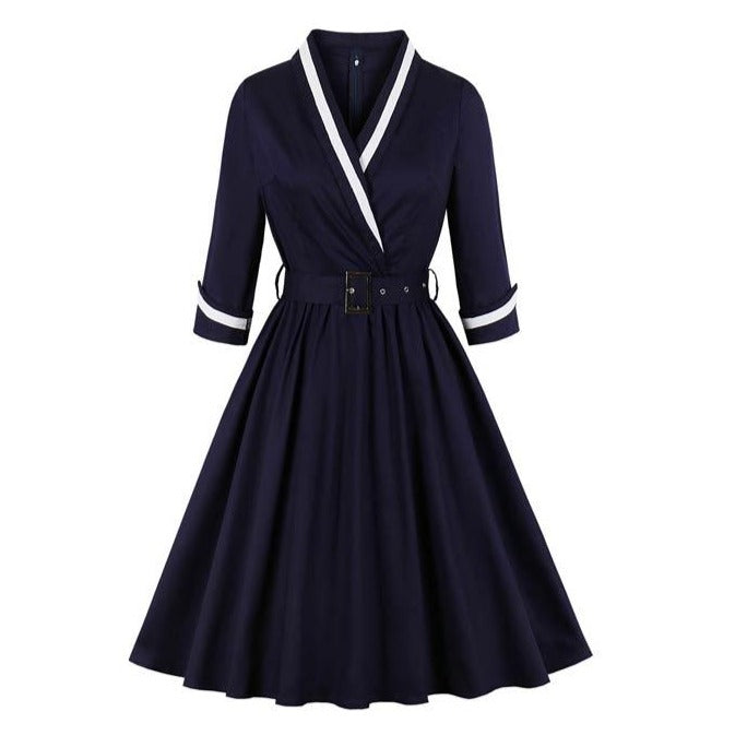 Plus Size 50s Blå Kjole