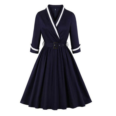 Plus Size 50s Blå Kjole