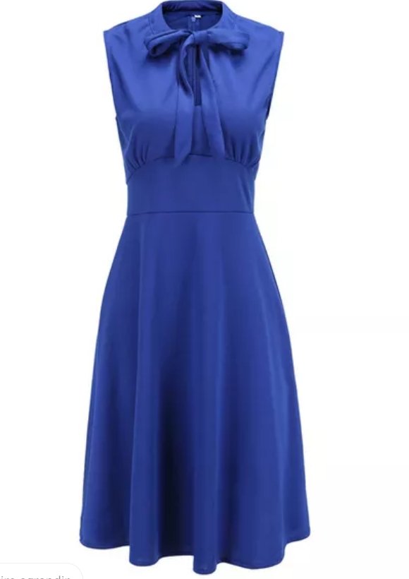 Vintage Plus Size Navy Sløyfekjole