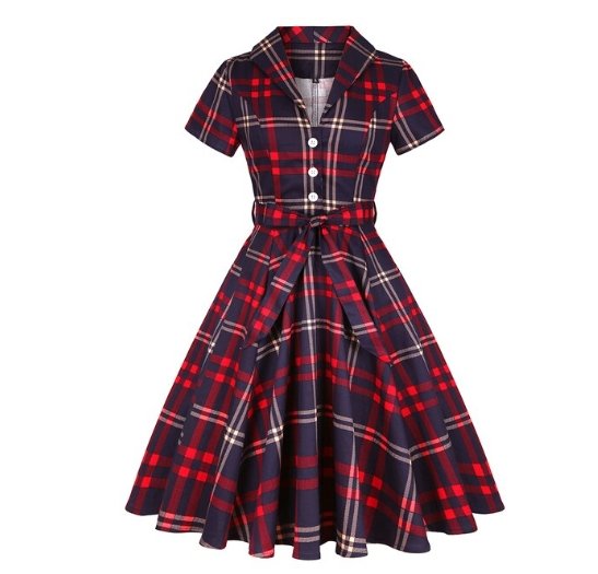 Vintage Plus Size Rutete Kjole