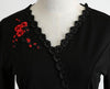 Vintage Plus Size Black Brodered Flowers Dress