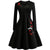 Vintage Plus Size Black Brodered Flowers Dress