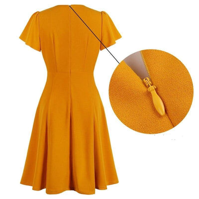 Orange Plus Size Vintage Kjole