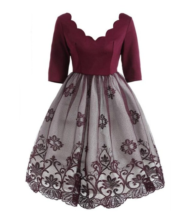 Røde Paljetter Plus Size Vintage Kjole