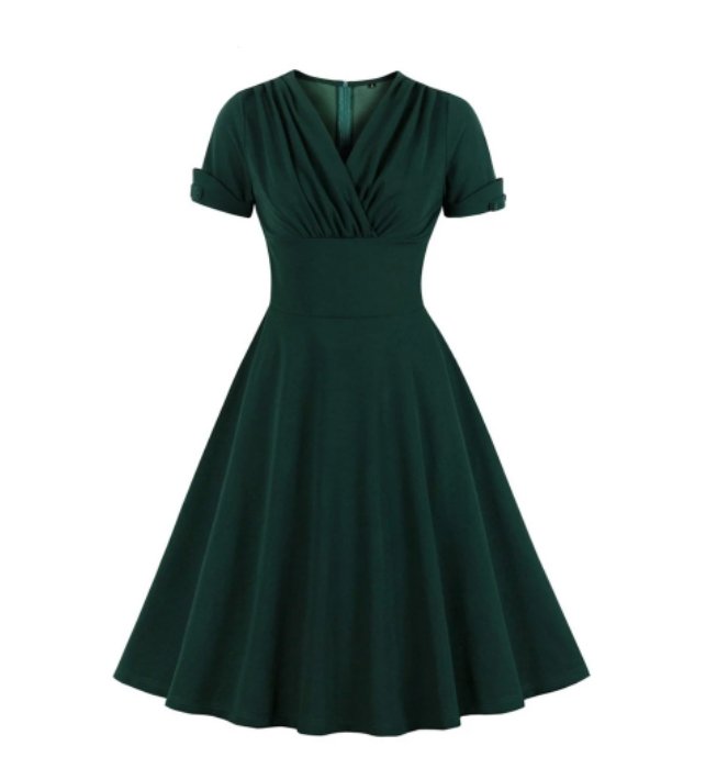 Grønn Plus Size Vintage Kjole