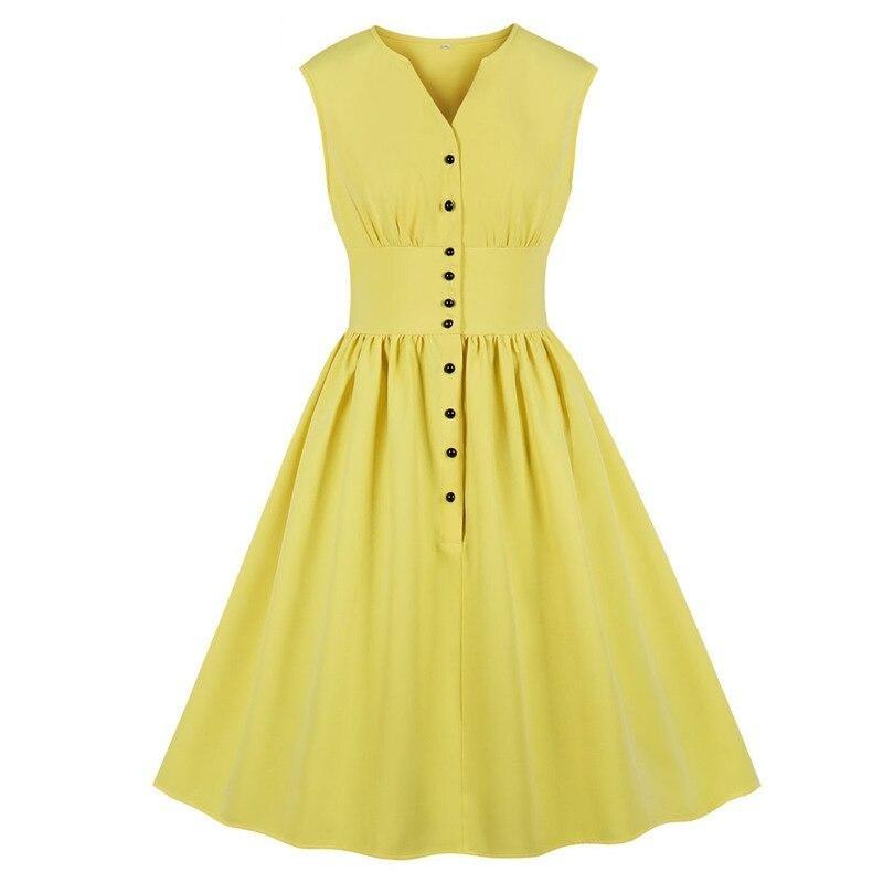 Vintage Plus Size Pastell Gul Kjole