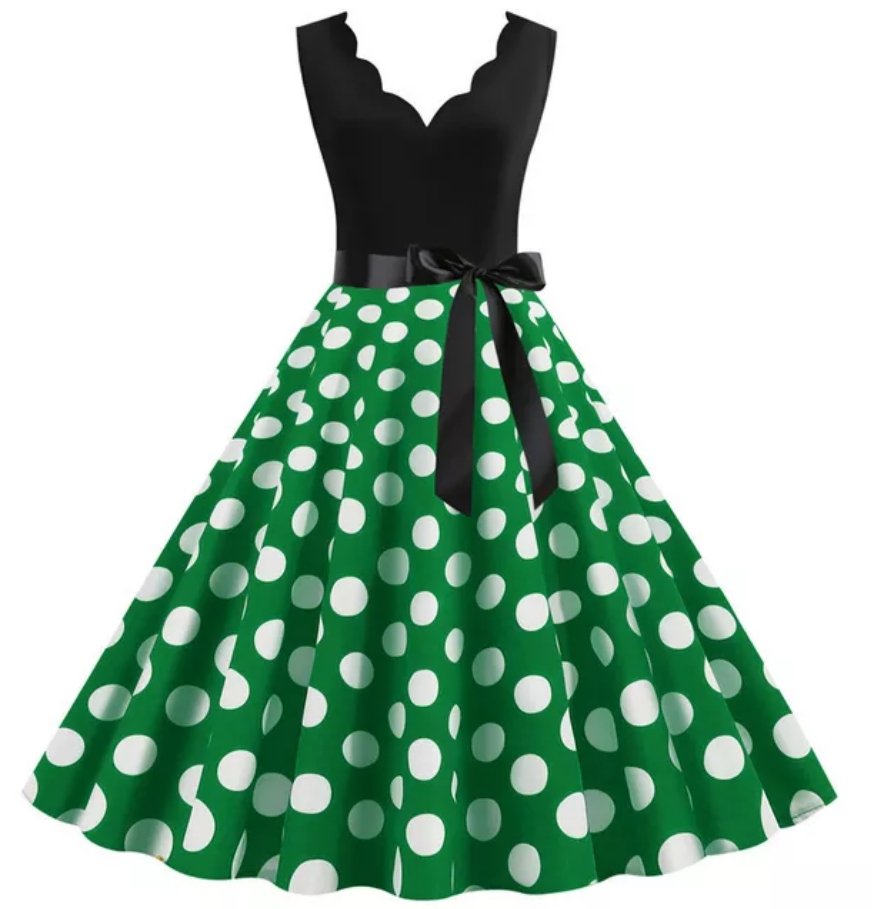 Plus Size Vintage Kjole Fargerike Prikker