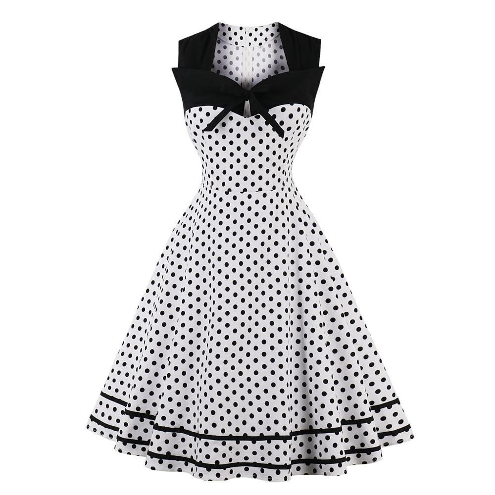Vintage Plus Size Retro Kjole Hvit