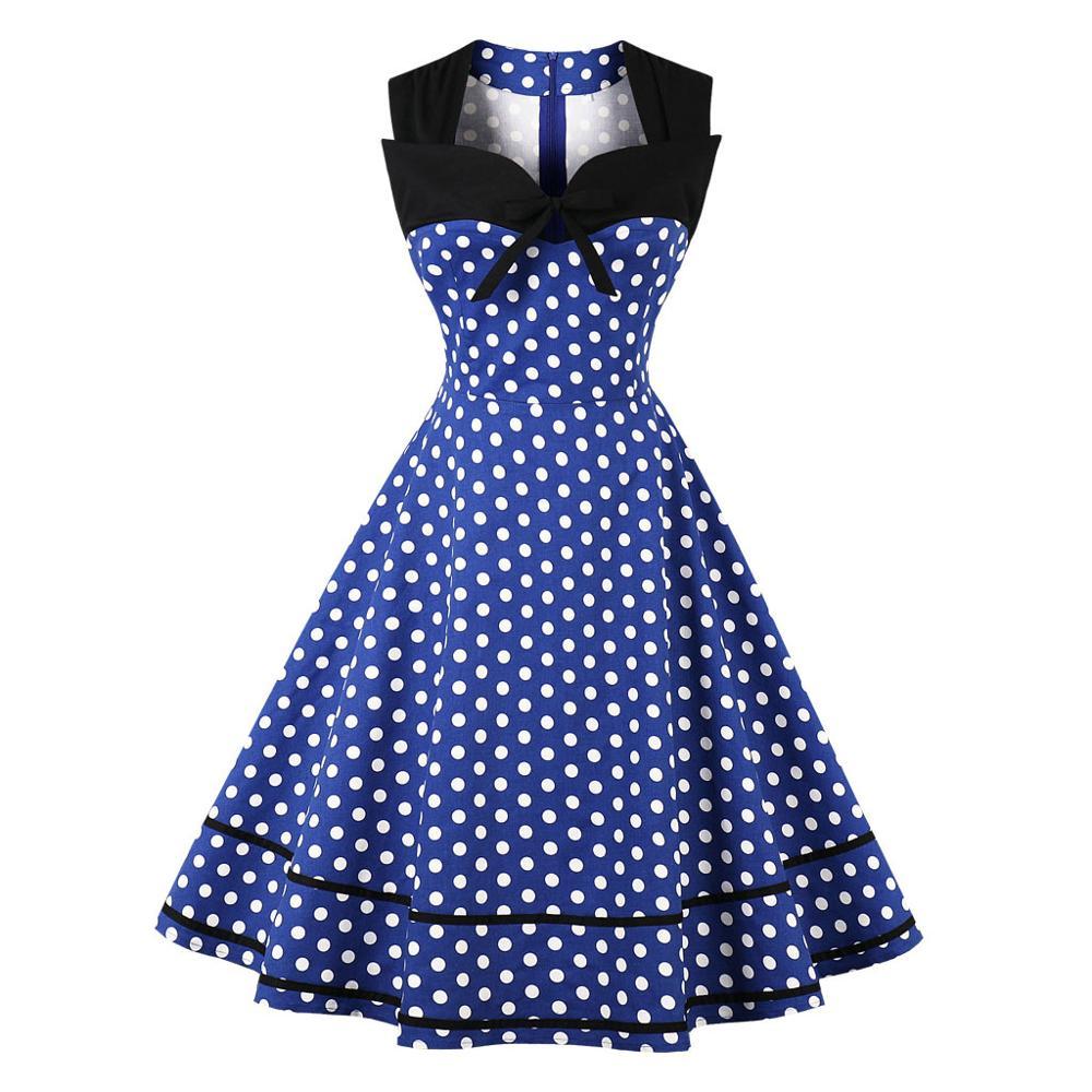 Vintage Plus Size Retro Kjole Blå