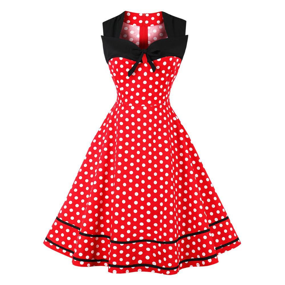 Rød Vintage Pluss Størrelse Retro Kjole