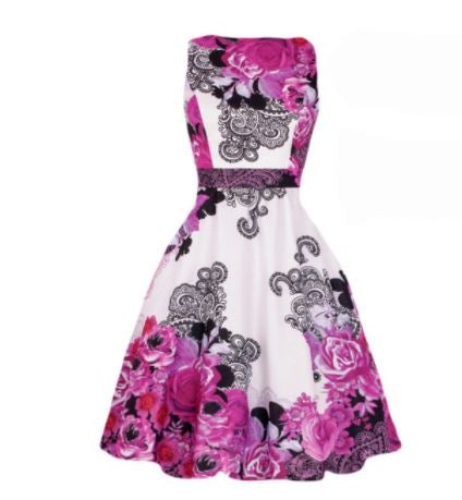 Vintage Plus Size Rockabilly Kjole Hvit Lilla