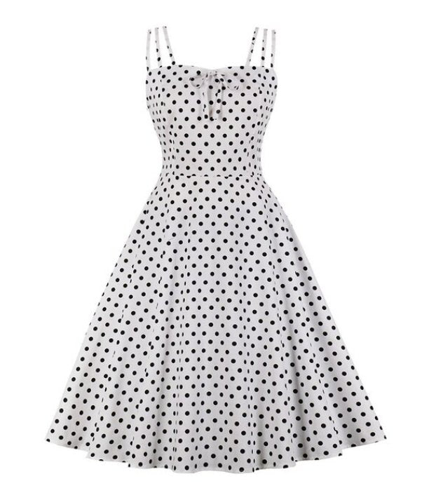 Vintage Plus Size Hvit Rockabilly-Kjole
