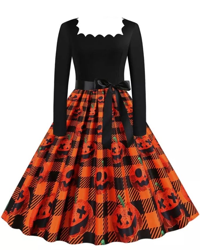 Vintage Plus Size Rockabilly Halloween-Kjole