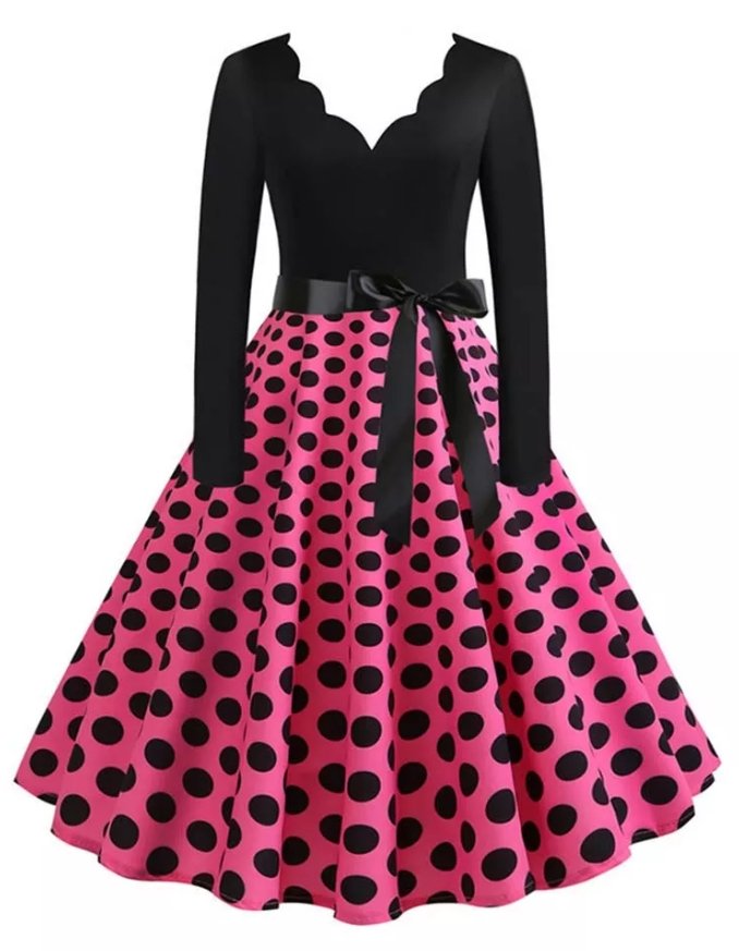 Vintage Plus Size Rockabilly Polka Dot Dress Rosa