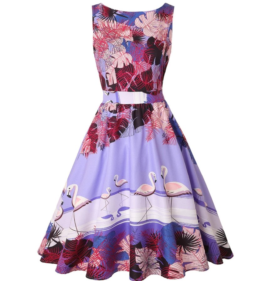 Vintage Plus Size Pink Birds Dress