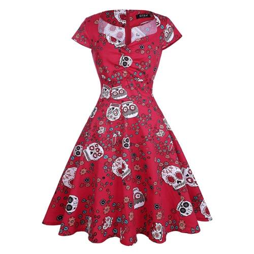 Vintage Plus Size Rød Skallekjole
