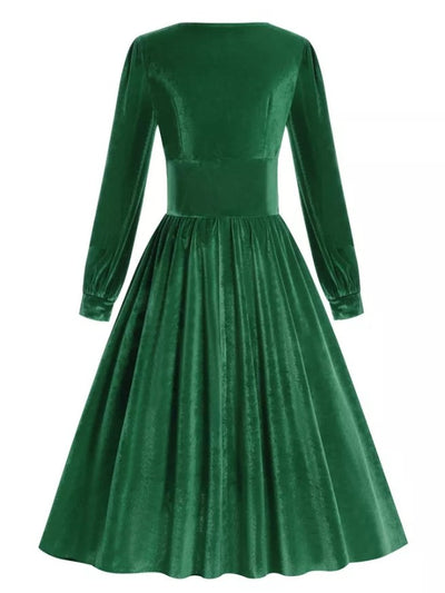 Vintage Plus Size Grønn Satengkjole