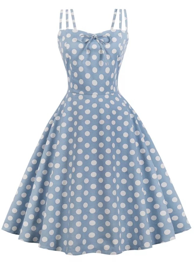 Vintage Pluss Størrelse Sexy Blå Kjole