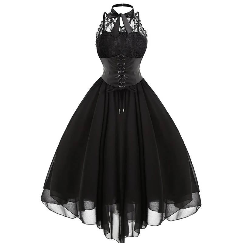 Vintage Plus Size Steampunk Kjole Svart