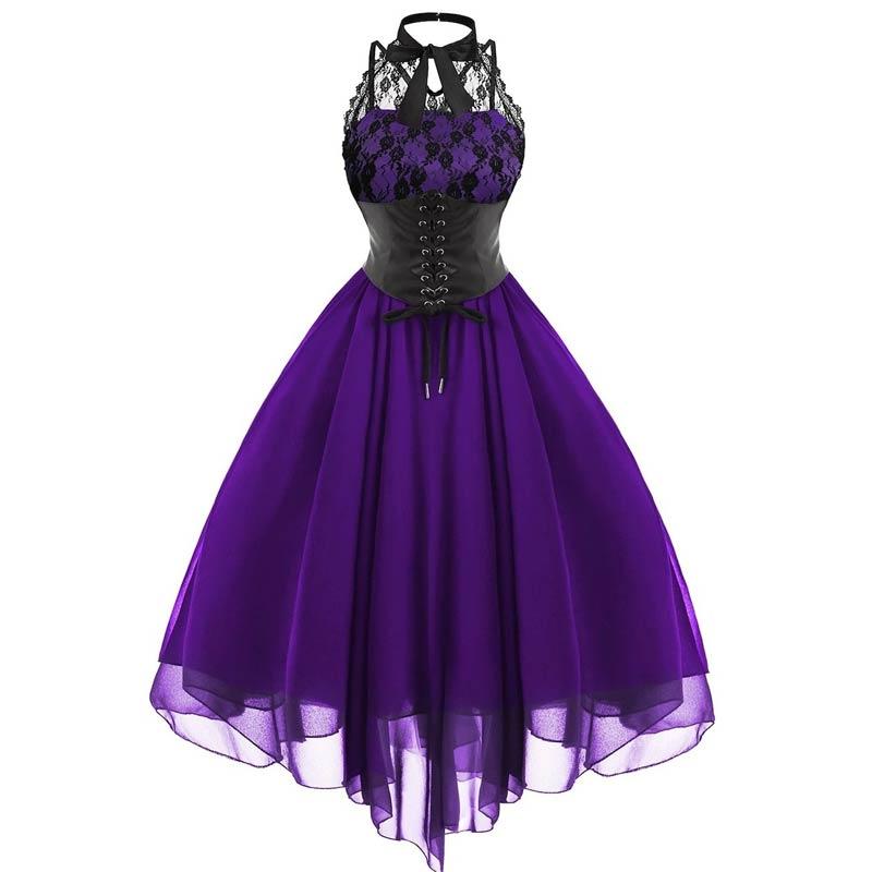 Vintage Plus Size Steampunk-Kjole Lilla