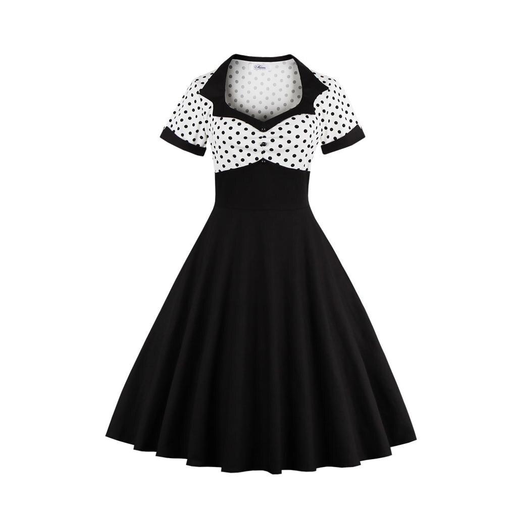 Vintage Plus Size Swing Dress Black White