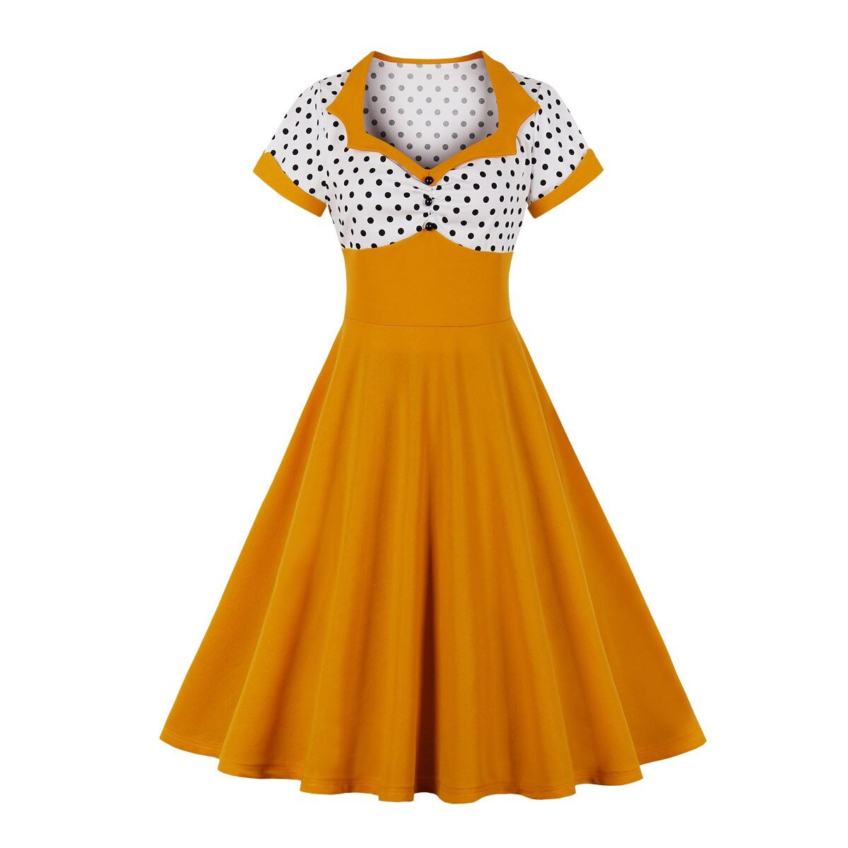 Vintage Plus Size Swing Dress Oransje Hvit