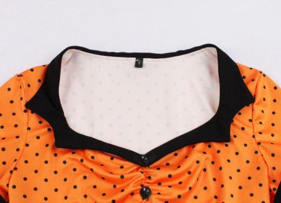 Vintage Plus Size Swing Dress Oransje Svart