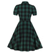 Vintage Plus Size Grønn Rutete Kjole