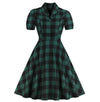 Vintage Plus Size Grønn Rutete Kjole