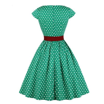 Vintage Plus Size Grønn Beltekjole