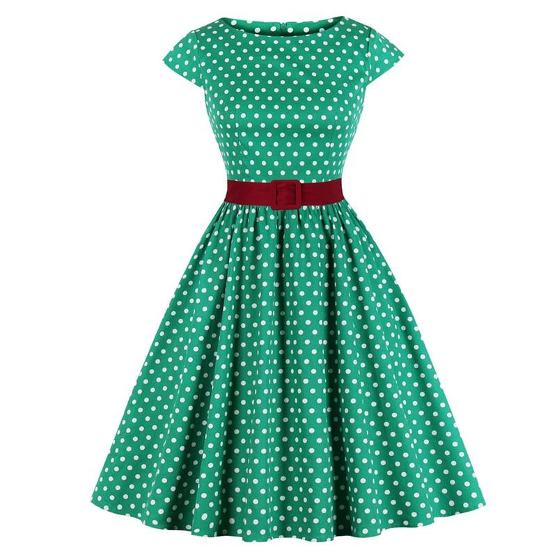 Vintage Plus Size Grønn Beltekjole