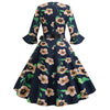 Vintage Svart Blomstret Vinterkjole