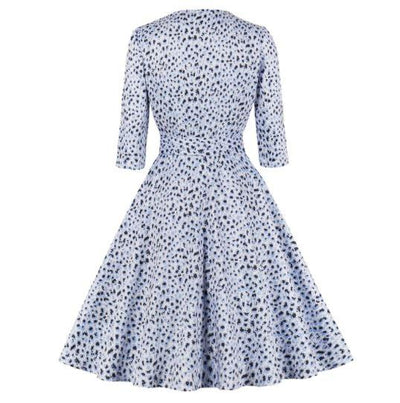 Vintage Blå Leopardkjole