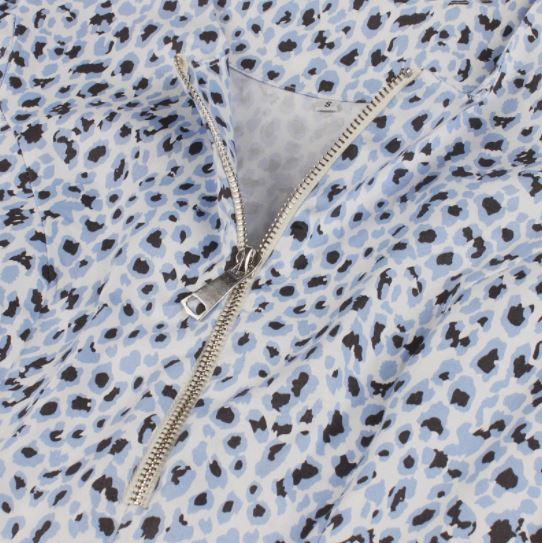 Vintage Blå Leopardkjole