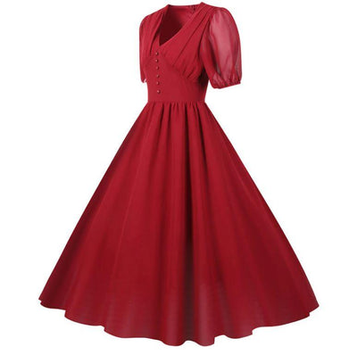 Vintage Lang Kjole 50-Talls Burgund