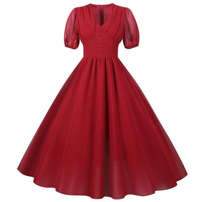 Vintage Lang Kjole 50-Talls Burgund