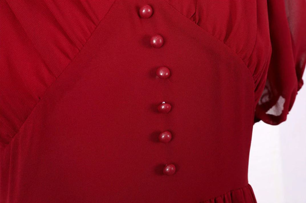 Vintage Lang Kjole 50-Talls Burgund